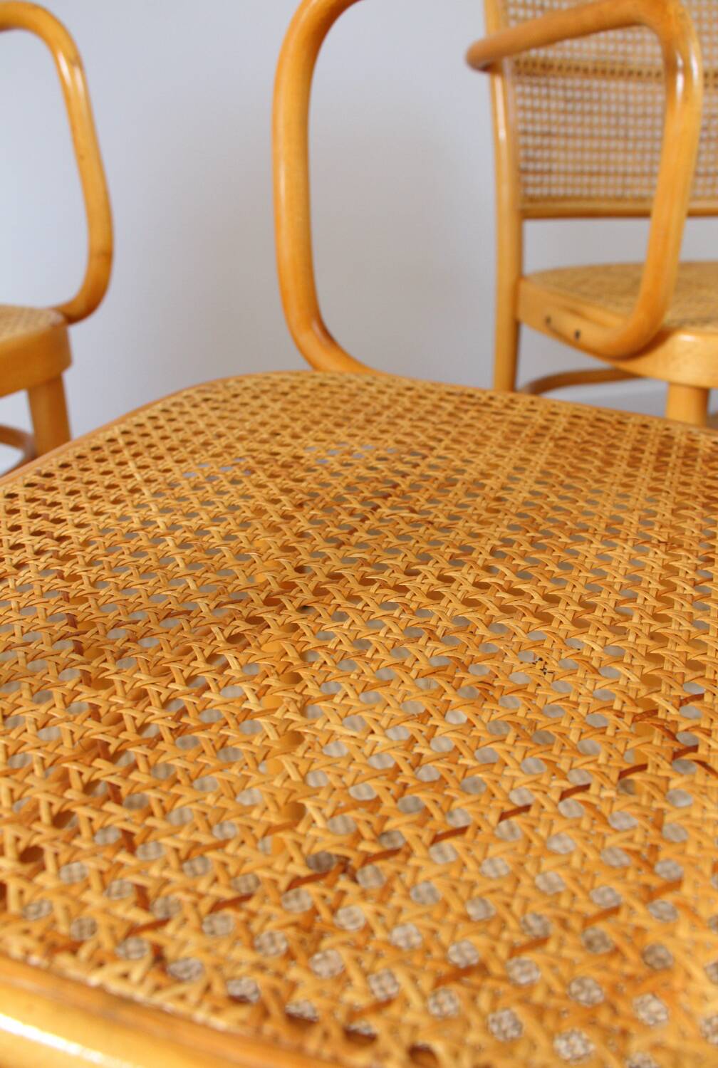 Set of 4 wooden and cane chairs model Prague 811 by Josef Hoffmann