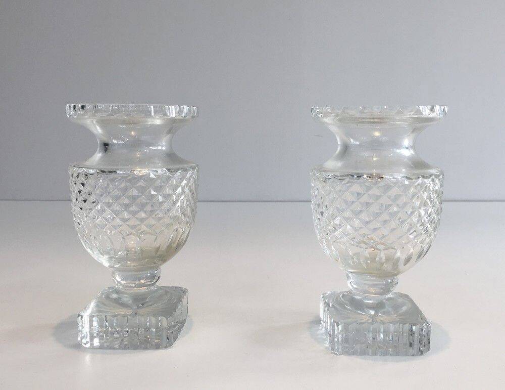 Pair of crystal vases in the Médicis style