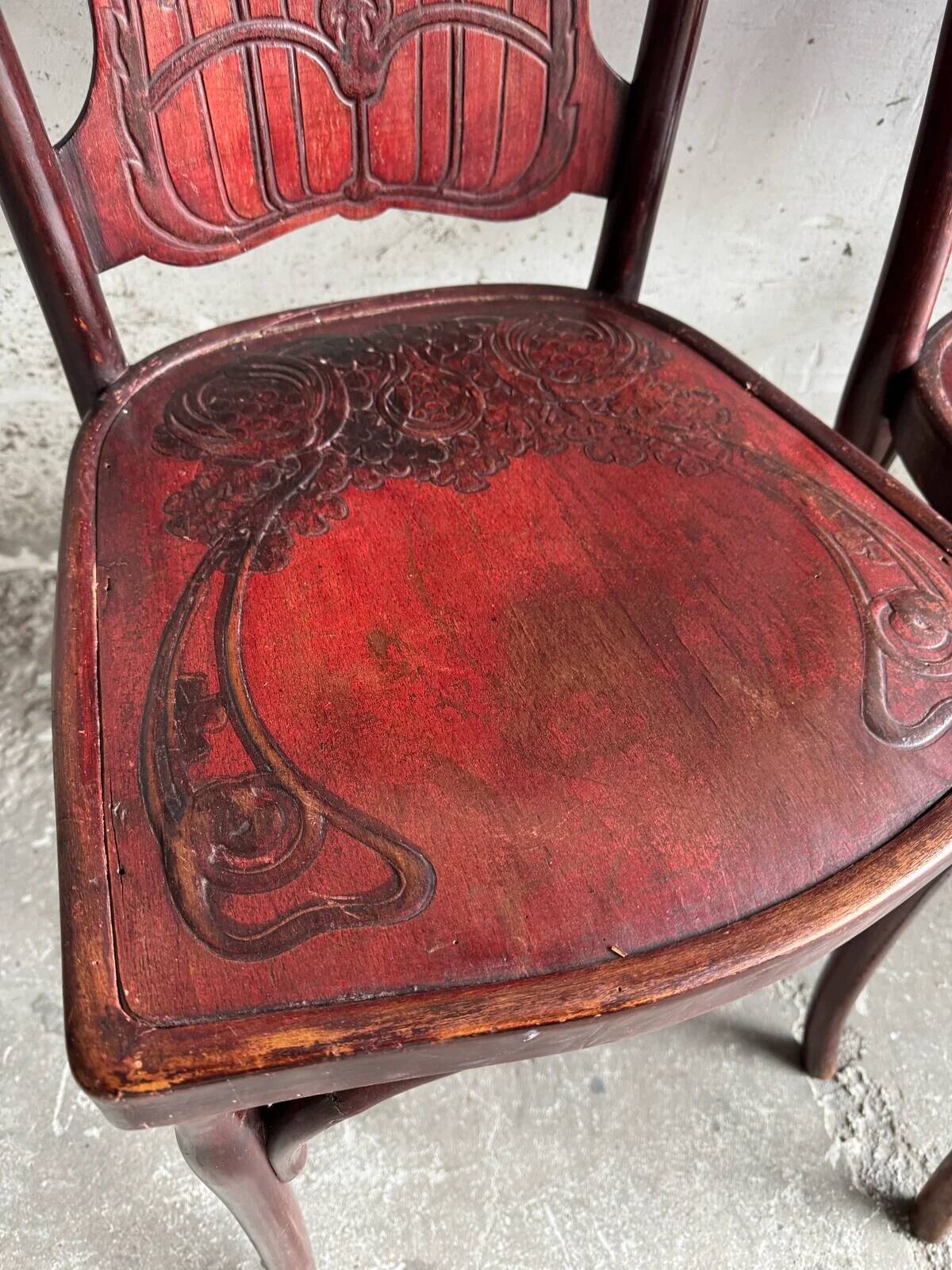 Set of 4 Art Nouveau chairs by Jacob & Josef Kohn (circa 1900)