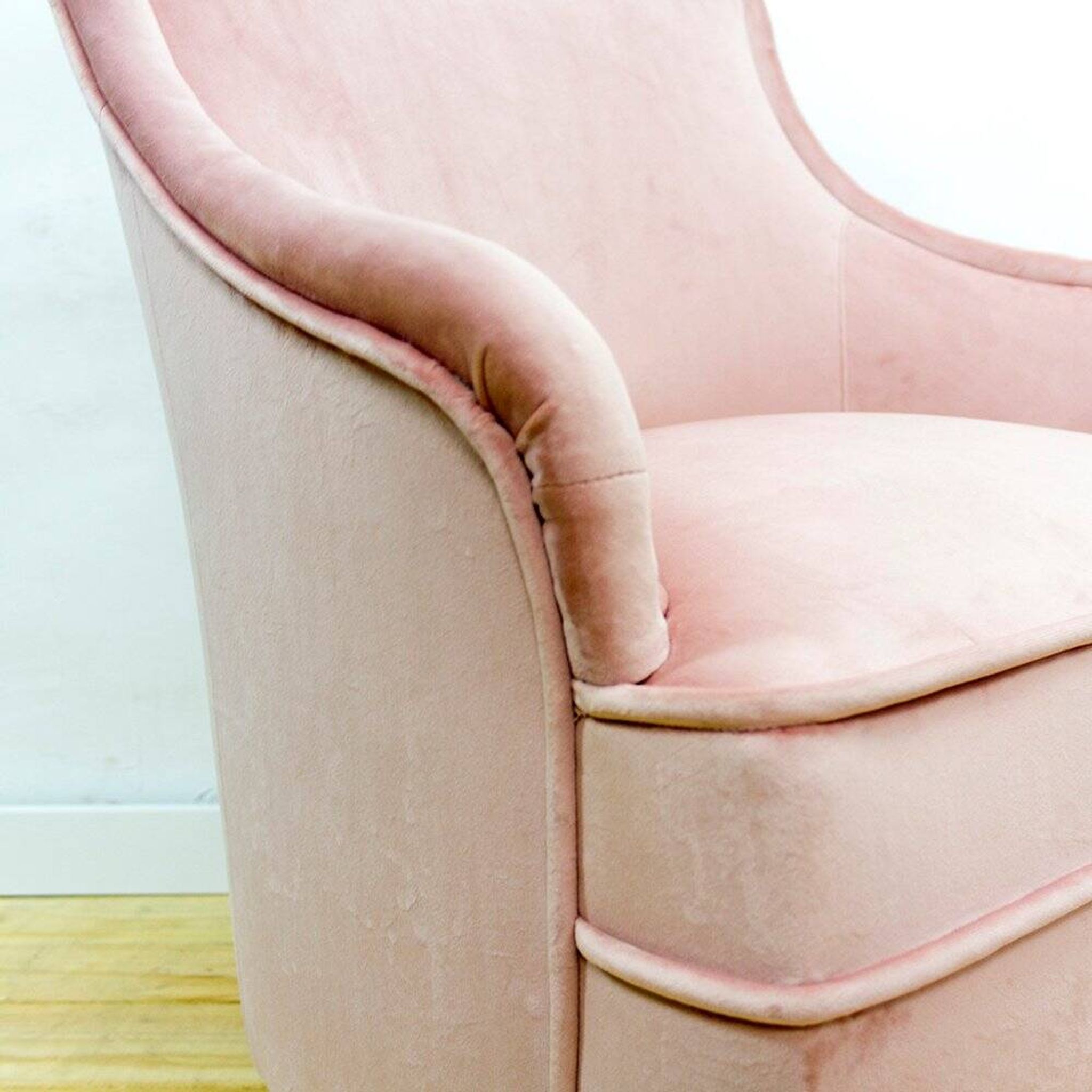 Fauteuil en tissu et bois de style mid-century, années 1950