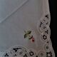 Linge de table nappe ronde huit serviettes dentelle de Luxeuil lin