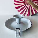 White enamelled candle holder