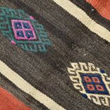 6x9 Terracotta Red & Brown Vintage Kilim Rug, Rugged Carpet, 175x270Cm