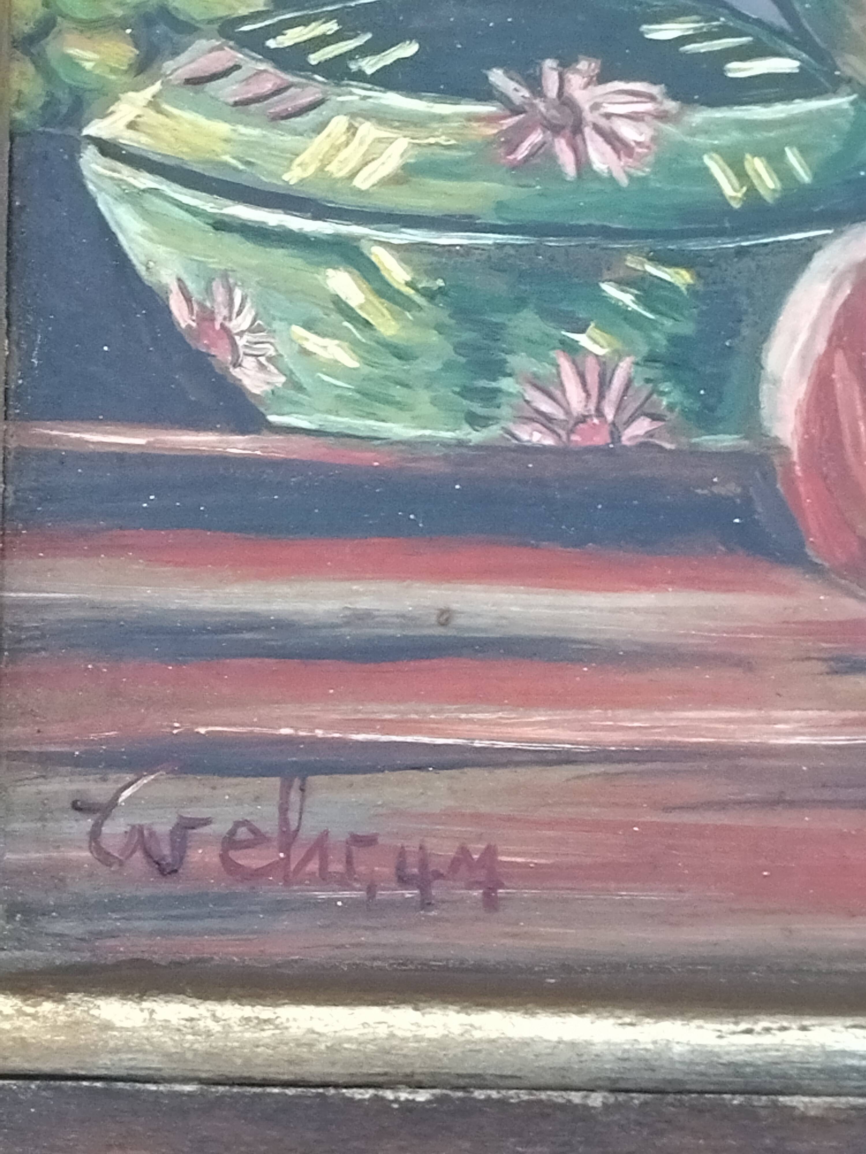 Old painting oil on panel - still life 1947 – signed wehr
