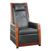 Recliner électrique réglable au design Art Déco en cuir de vache noir