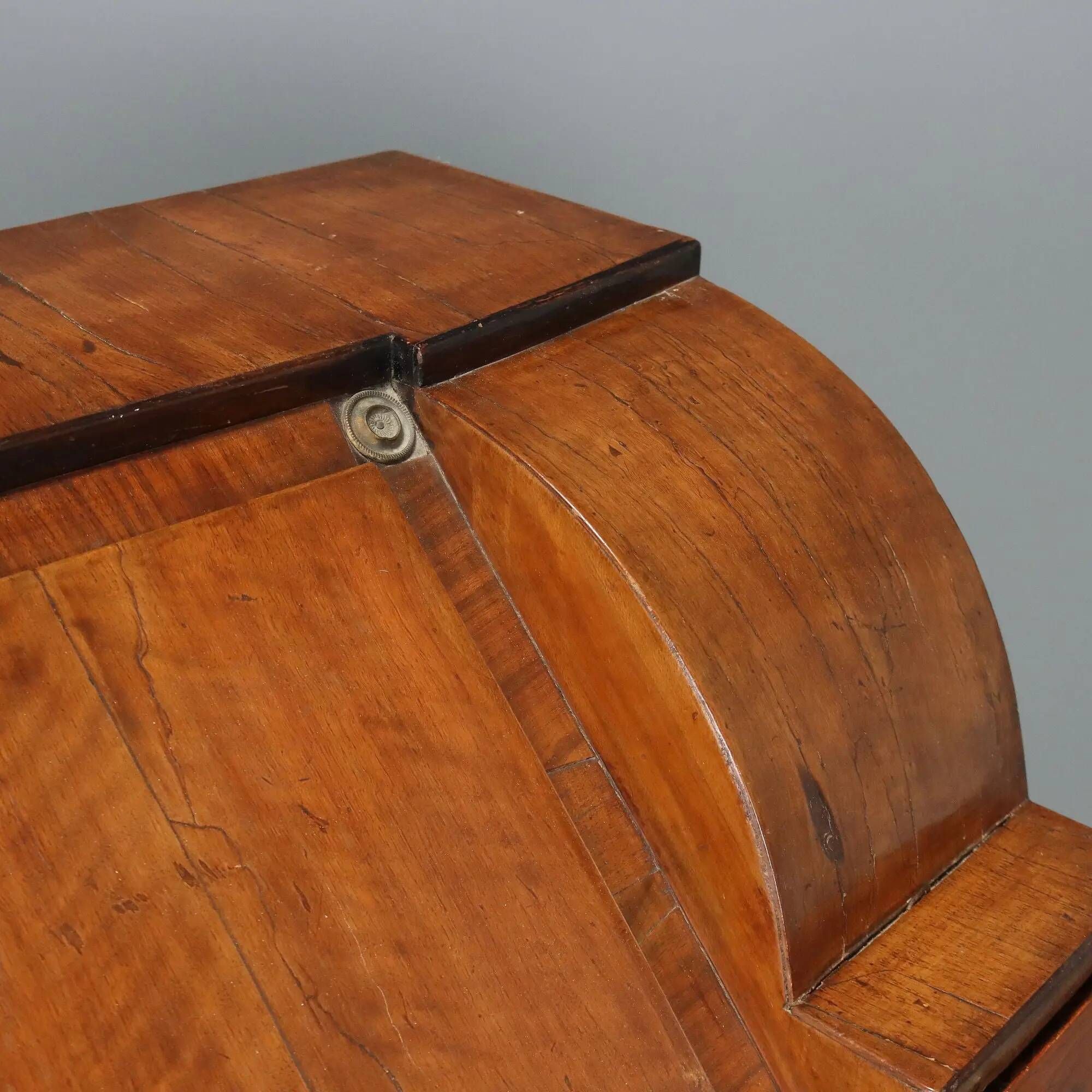 Antique drop-leaf cabinet in walnut, painted ebony wood, 19th century.