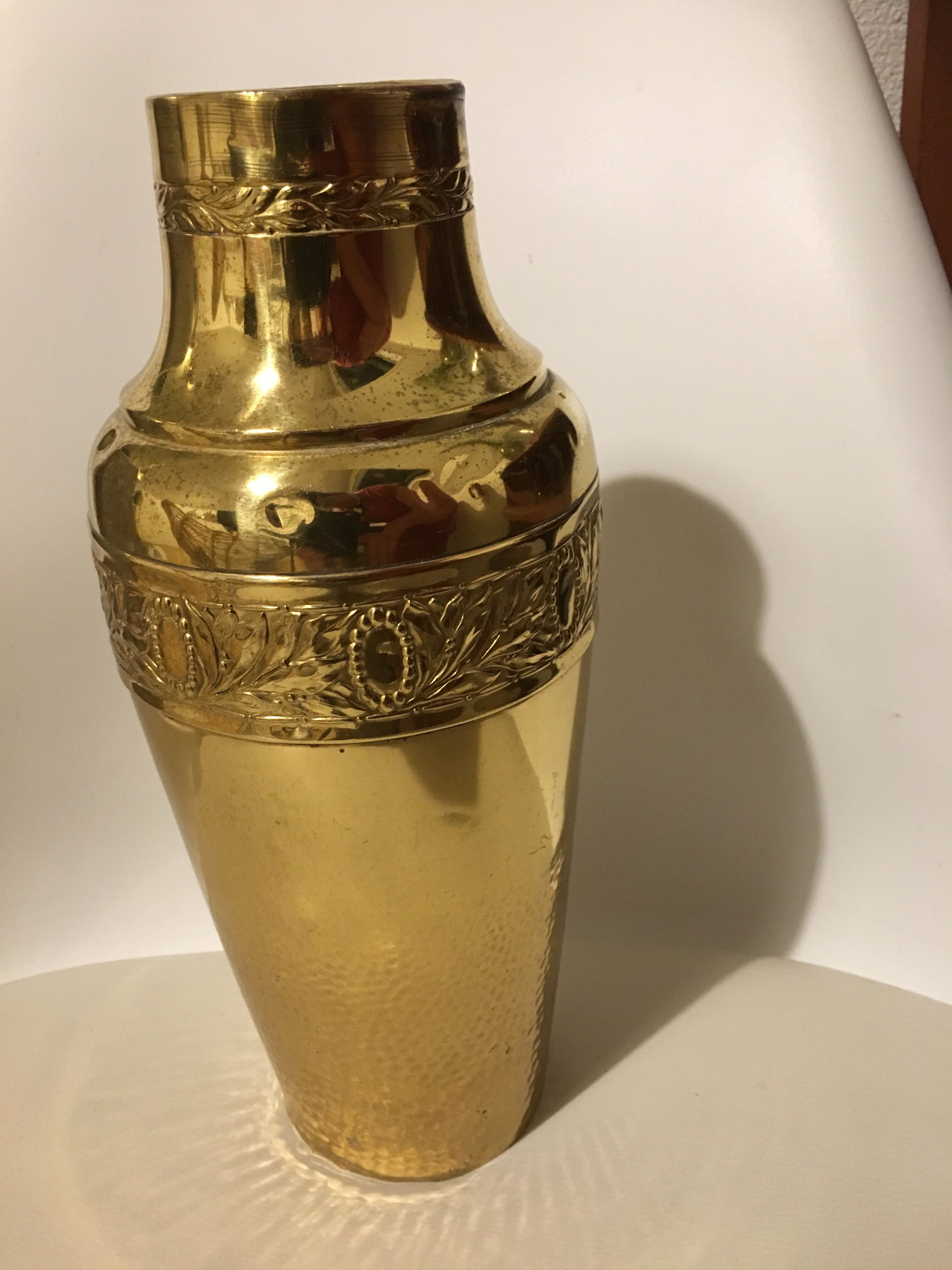 Yellow copper vase signed gbn art deco