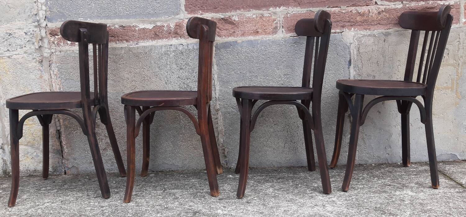 Chaises bistrot Baumann, années 50. (Lot de 4)