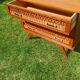 Rattan and wood splayed-leg chest of drawers