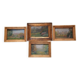 4 oil on panel 19th century
