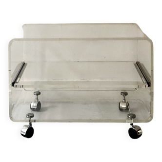 Meuble tv hifi- table basse en plexiglas par D. Lange, Roche Bobois 1970