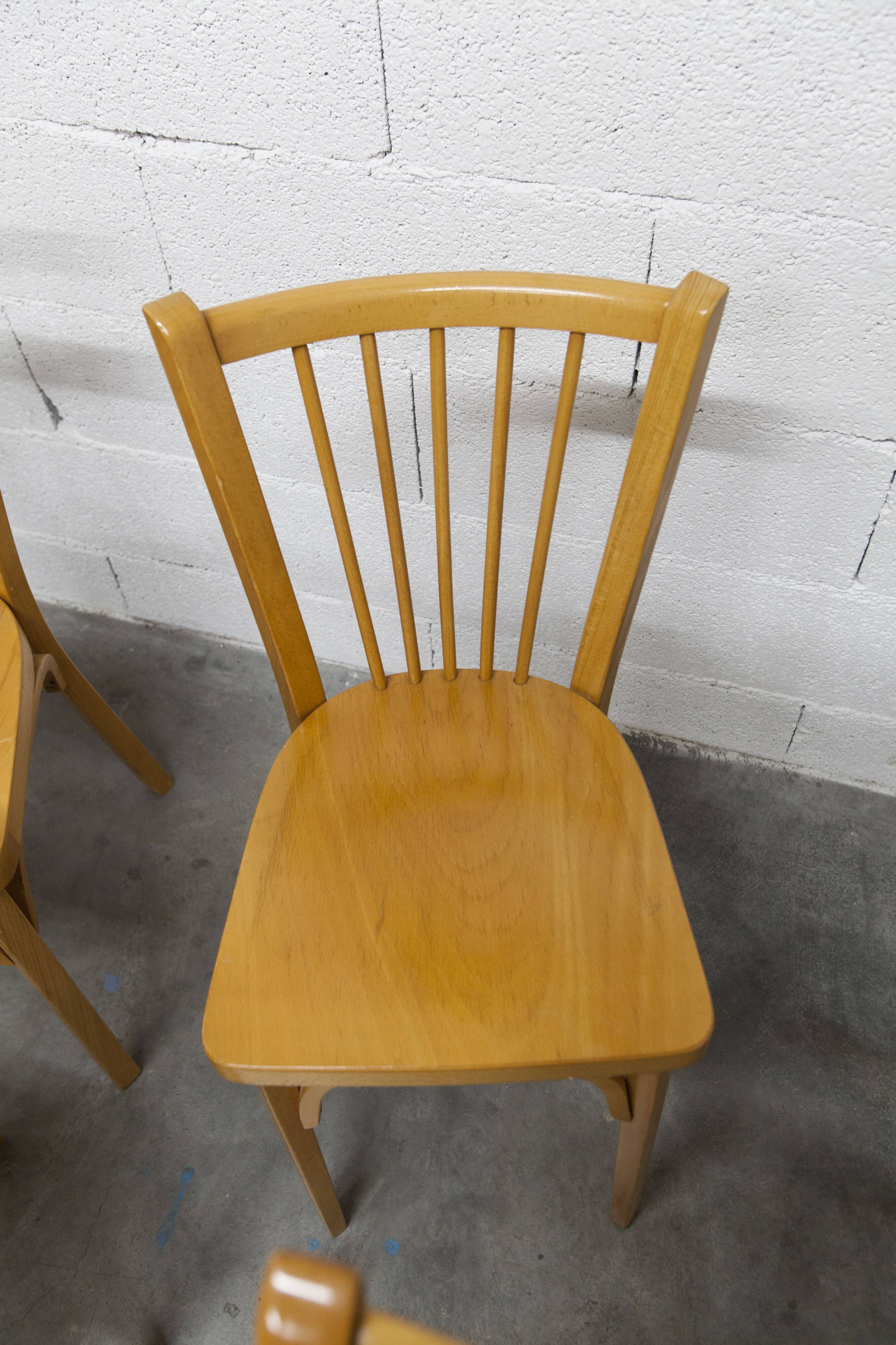 Set of 4 Baumann bistro chairs model 153 stamped 1981.