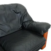 Paolo Gucci for Formitalia – two-seater sofa in black leather and burl wood