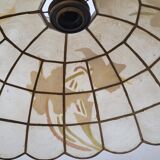 Set of 3 chandeliers in mother-of-pearl and brass