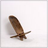 Senoufo African Folding Chair Fish Pattern on the Back Ivory Coast.