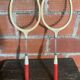 Vintage Badminton Racket Pair GEGE Plastic + Metal Child 70's #