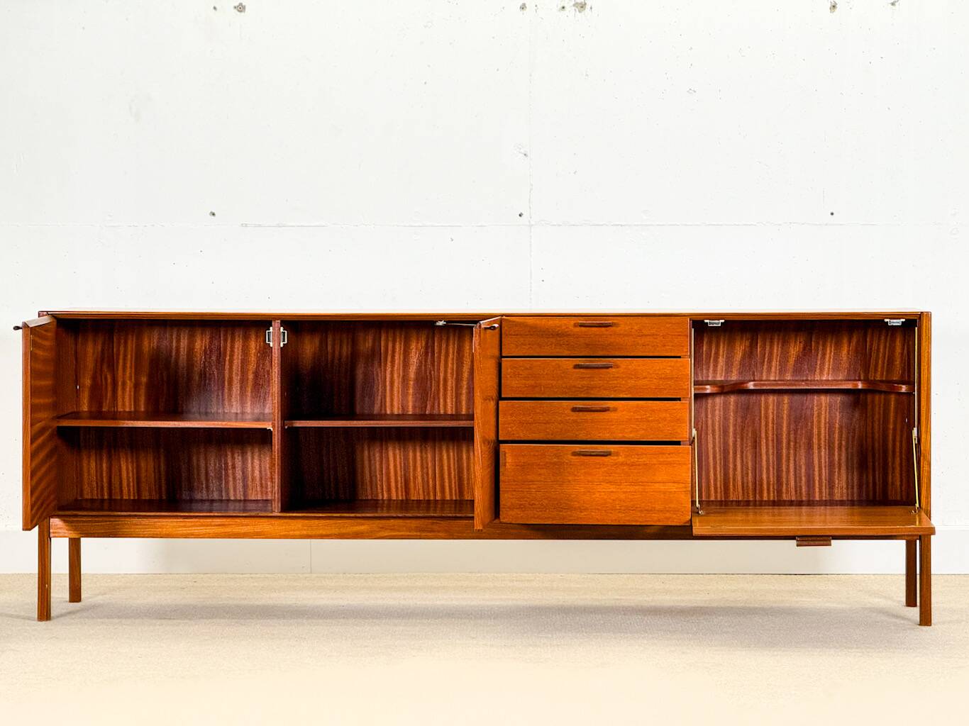 Mid-Century Sideboard by Meredew (Brown Leather Handles)