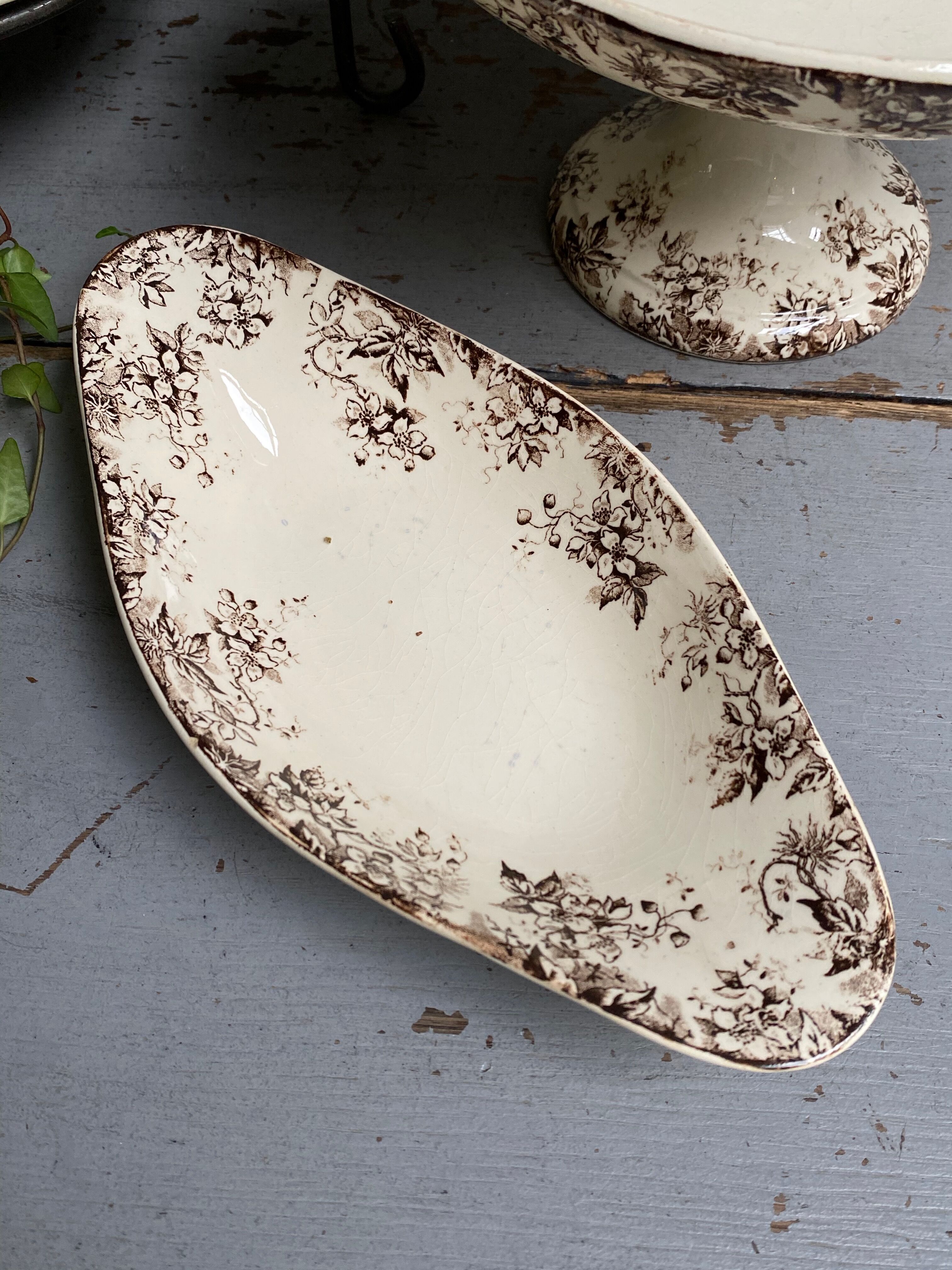 Compotier and ravier earthenware of Sarreguemines