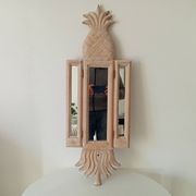 Miroir triptyque Art déco Ananas en bois sculpté