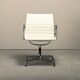 Charles & Ray Eames EA108 Dining Chair in Polished Aluminum and White leath