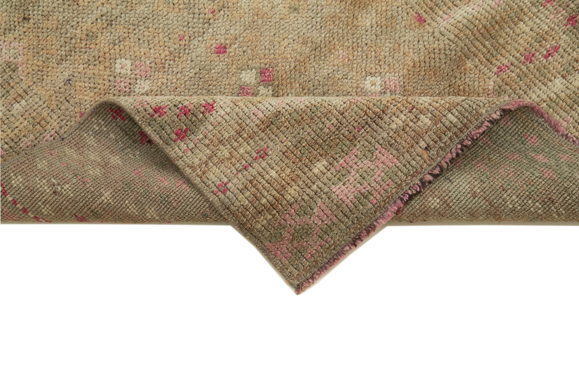 Hand-knotted antique turkish beige runner rug 87 cm x 382 cm