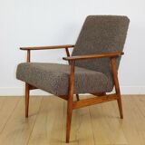 Armchair 'Lis', 1970s brown chocolate brown boucle design by Henryk Lis - 2 pieces available