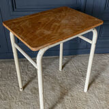 School desk 1960 white lacquered metal wooden top