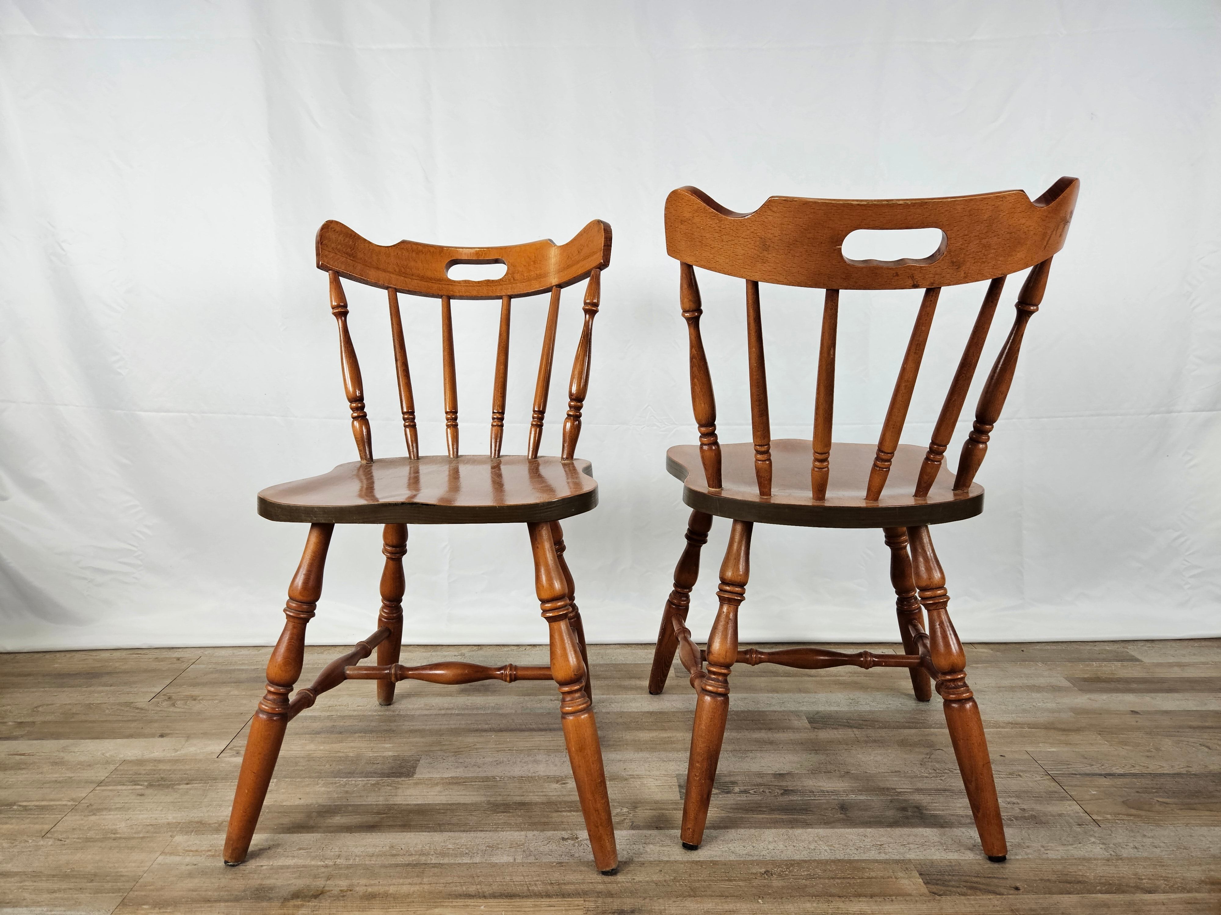 Set of 4 country style chairs, 80s