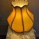 Alabaster lamp, frilled shade with fringes, 1930s-1940s.