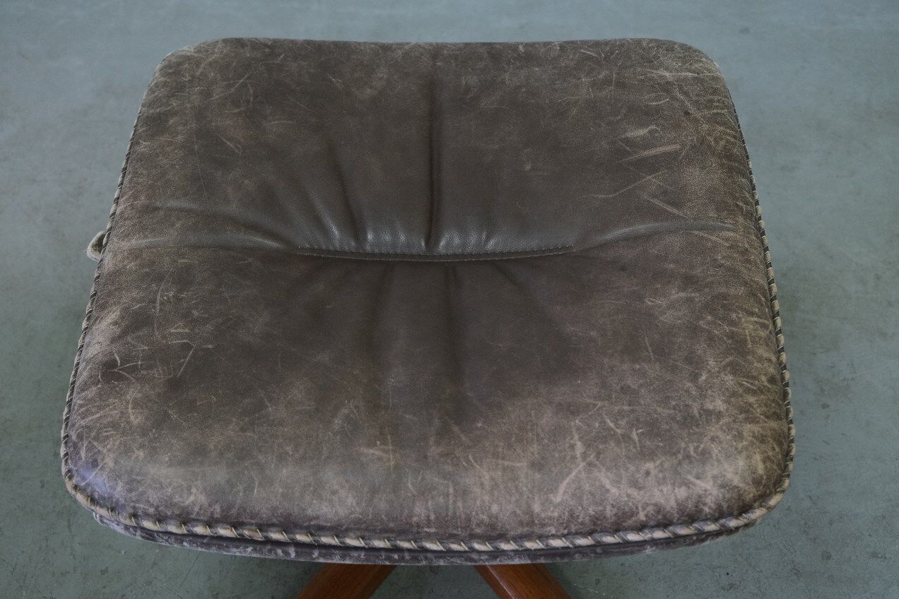 Mid-Century Danish Teak & Leather Ottoman from Berg Furniture, 1970