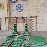 Set of knife holders, candlesticks, trivets and bottle coasters