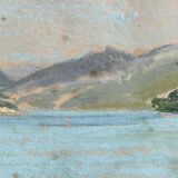 Painting "Mountain Lake", Pastel on paper, framed