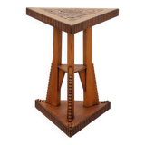 Art Nouveau Carved Wood triangular Side Table, France ca. 1915