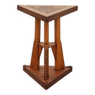 Art Nouveau Carved Wood triangular Side Table, France ca. 1915