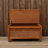 Rattan and wood bench chest
