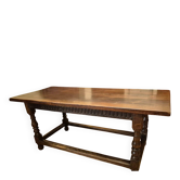 Table ancienne en bois naturel, style Louis XIII