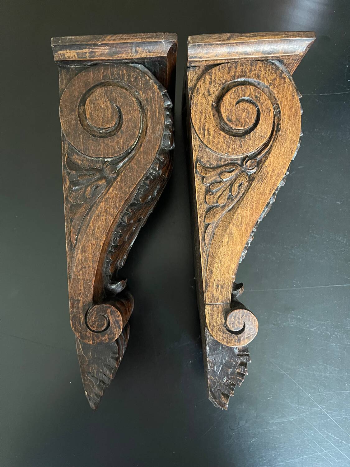 Carved wooden ornaments or consoles