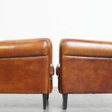 Lot de 2 chaises vintage en cuir de mouton