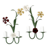 Pair of Thunbergia wall lights in painted metal, two light arms