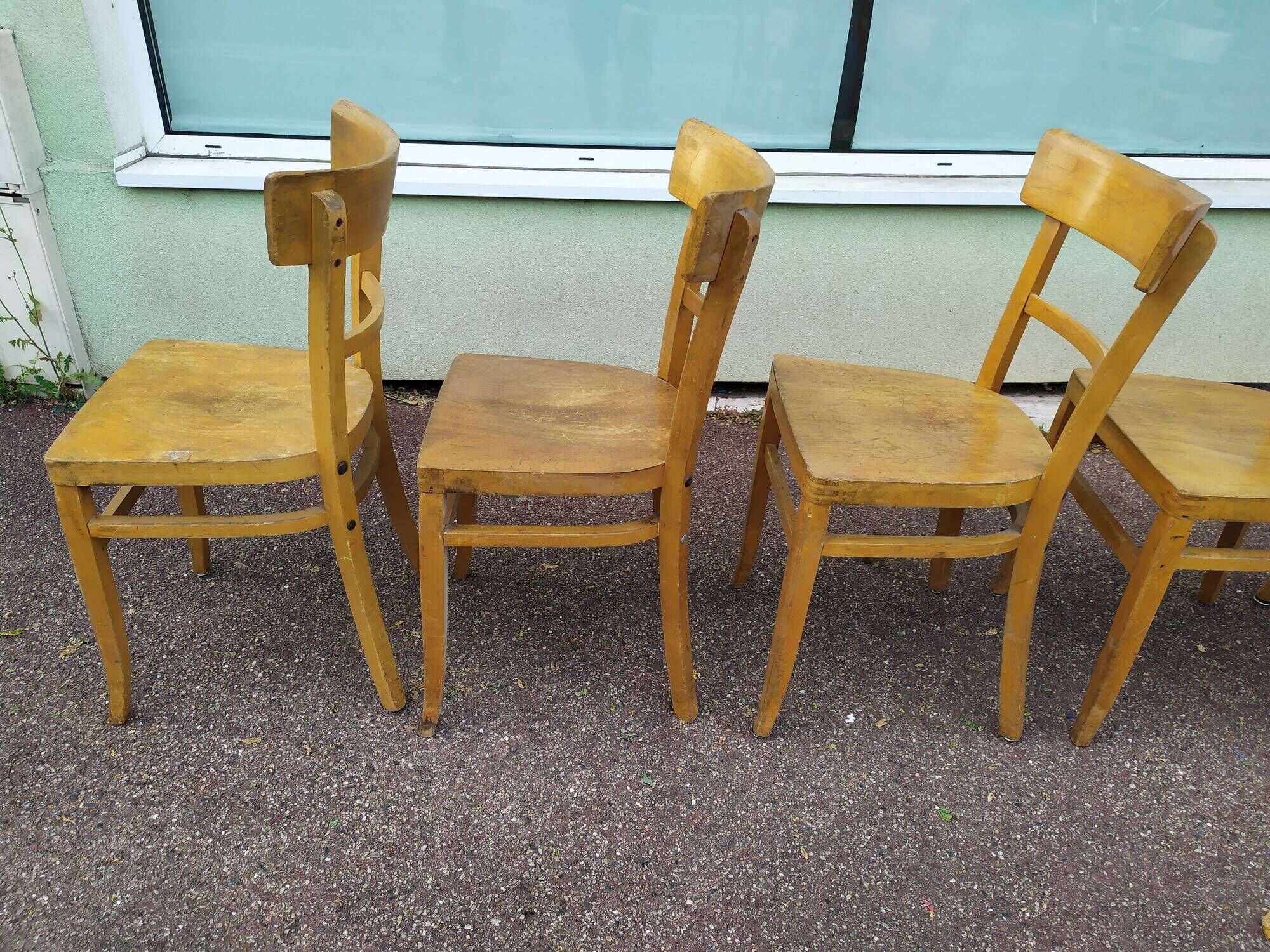 Lot de 12 chaises de bistrot bar bois vintage luterma