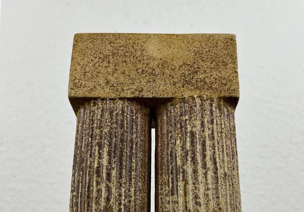 Klaus Lehmann, postmodern brutalist German pottery, sculpted column vase, 1981, ceramic