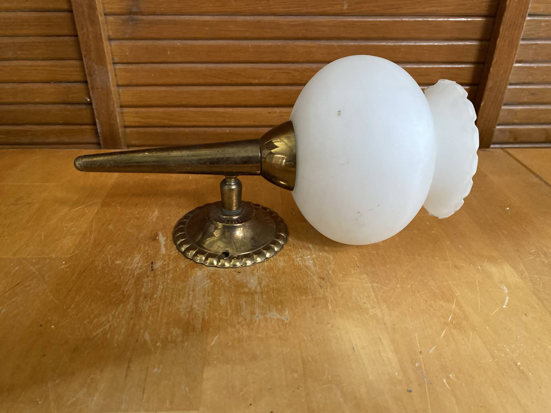 Arlus lunel wall torch light gold metal + white opaline mid-century