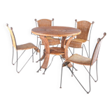 Iron and wicker dining set
