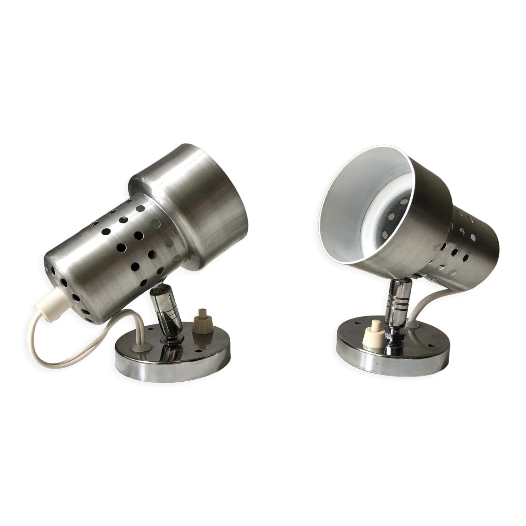 Pair of metal spotlights 1980