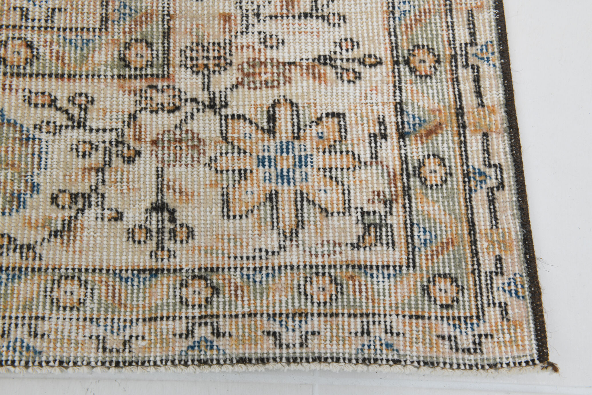 8x12 handmade orange foloral turkish rug 383x257cm