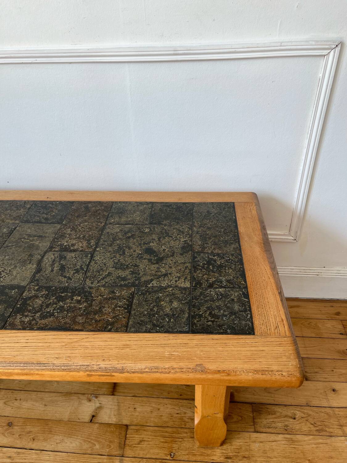 Brutalist wood and ceramic coffee table