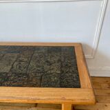 Brutalist wood and ceramic coffee table