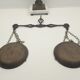 Decorative brass scale with marble base 52 cm