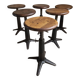 Ensemble de 6 tabourets industriels réglables Singer anciens, France, vers 1900–1930