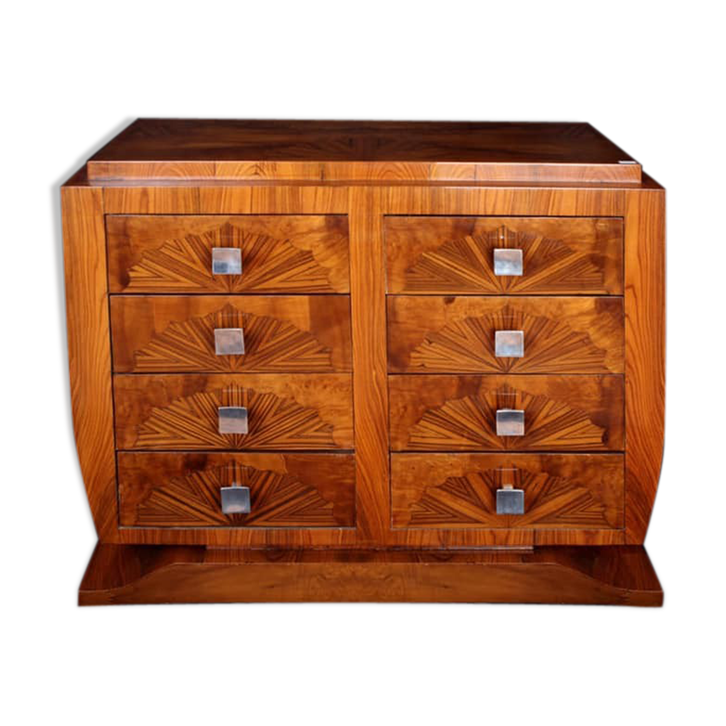 Commode art déco de forme tulipe en marqueterie de bois précieux
